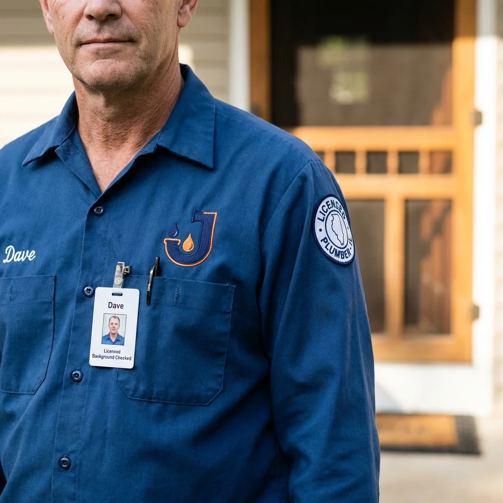 Licensed plumber showing ID badge in South Bound Brook, NJ