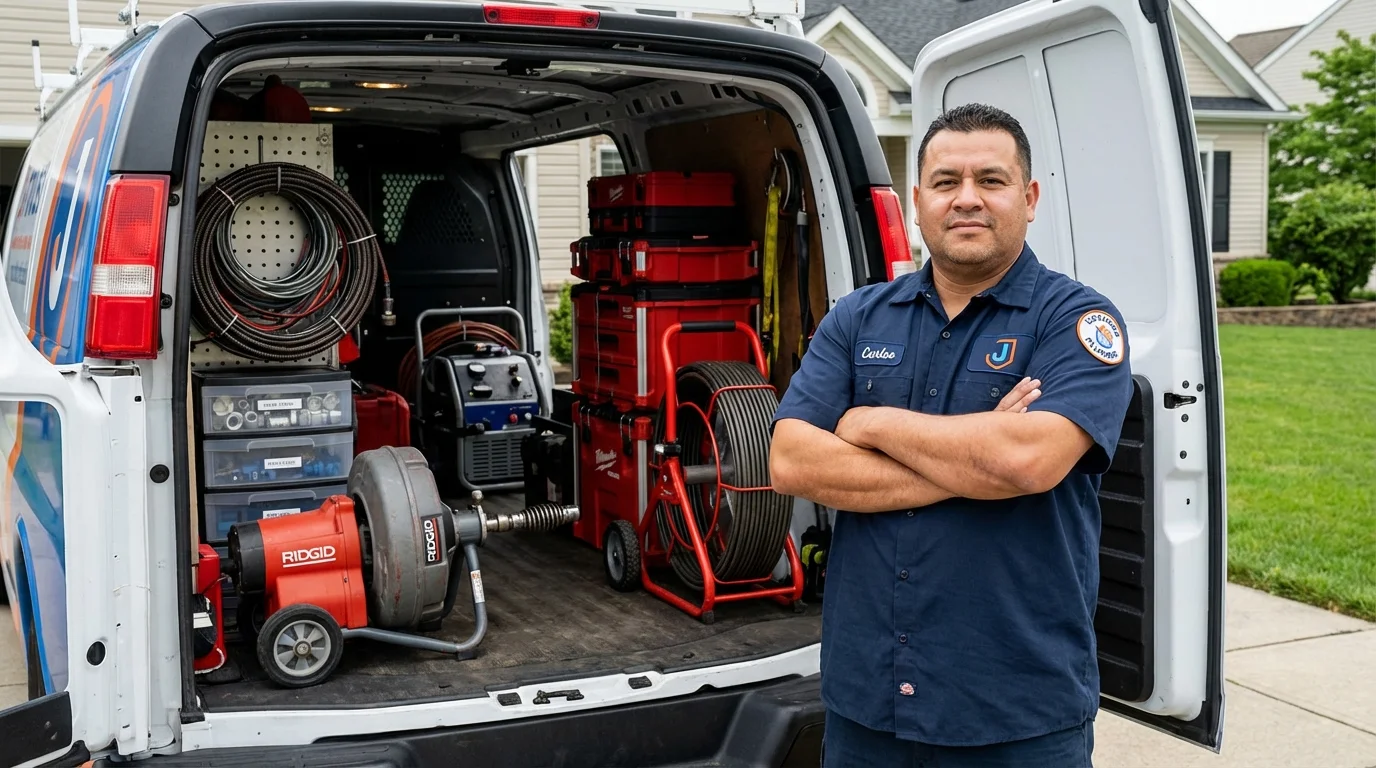 Professional drain cleaning equipment and Johns Plumbing LLC plumber in South Bound Brook