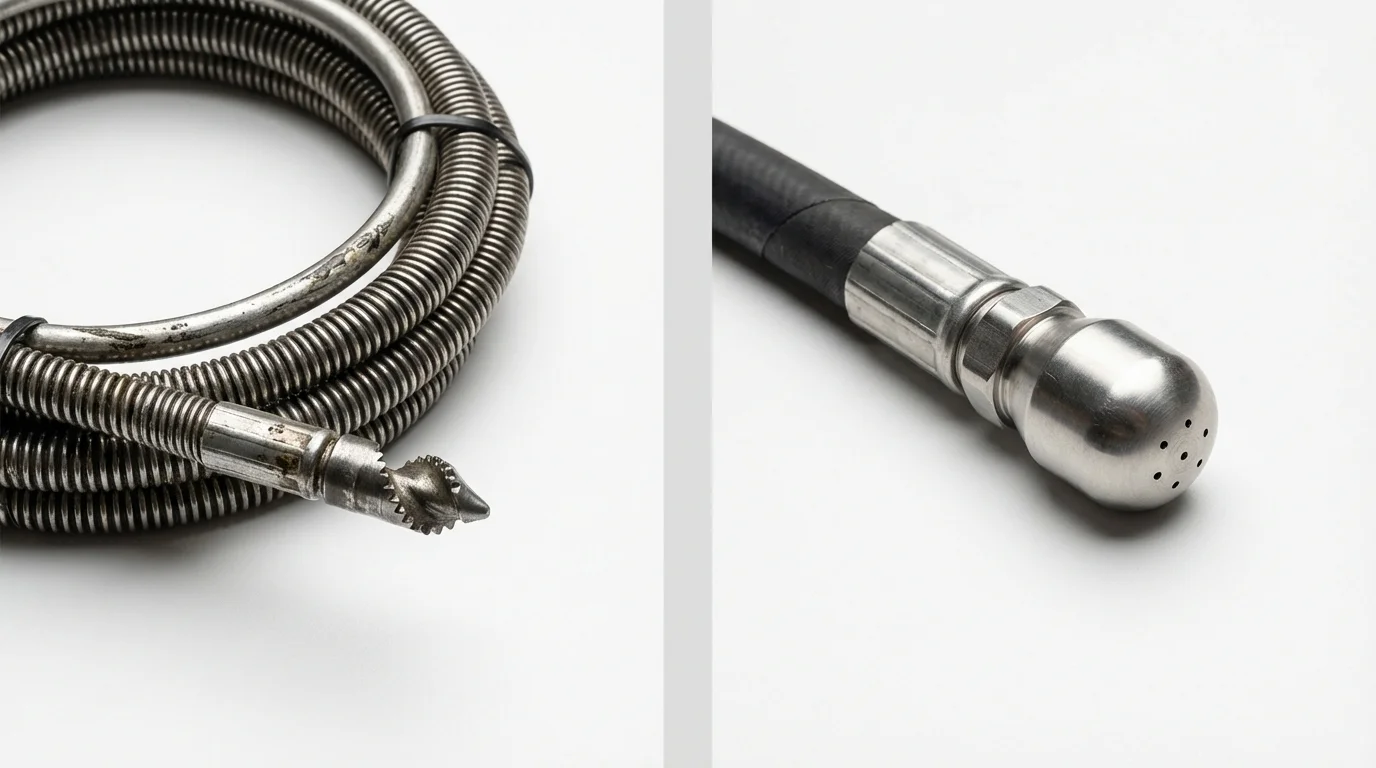 Drain snake cable and hydro jetting nozzle used for drain cleaning in South Bound Brook, NJ