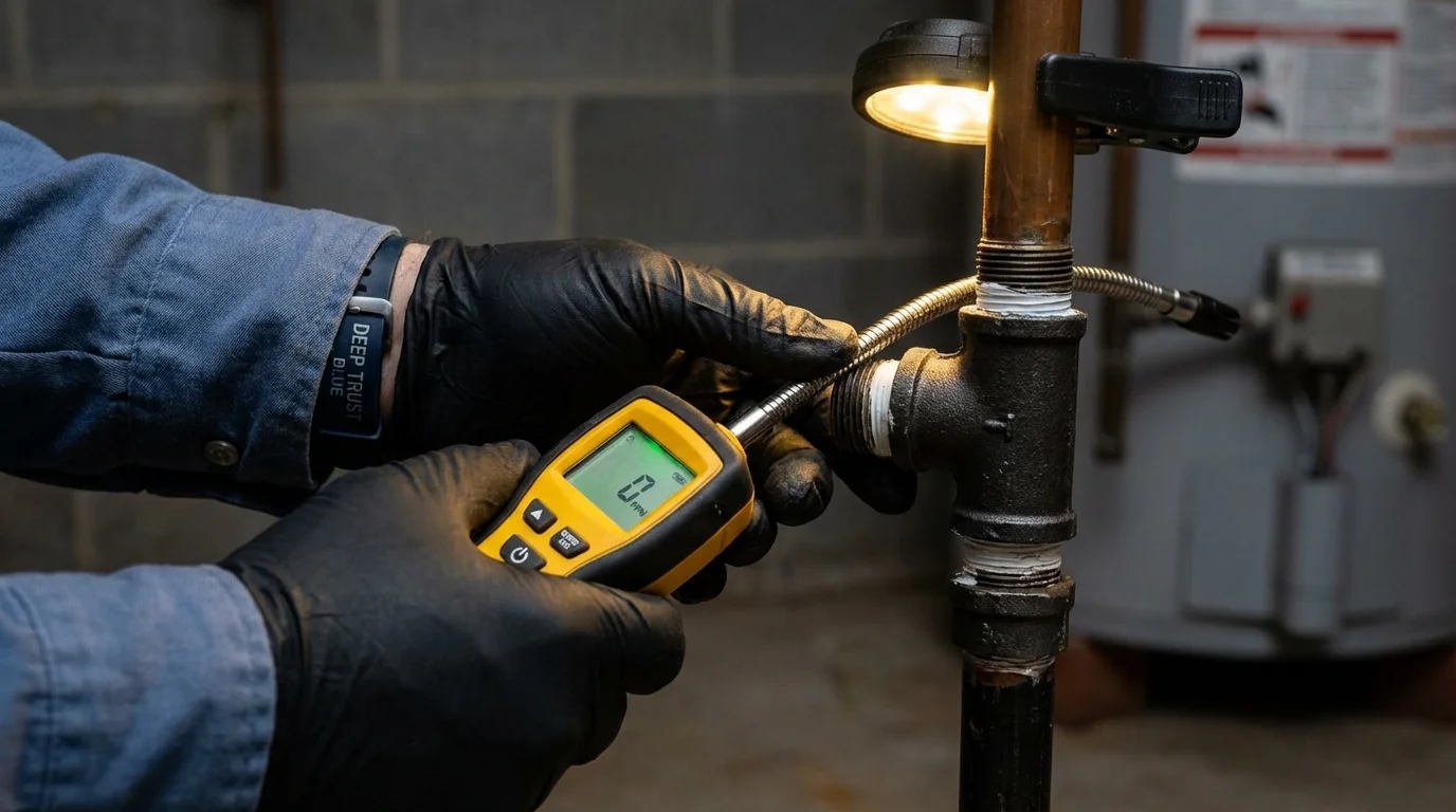 Gas leak detection with electronic sniffer by Johns Plumbing LLC in South Bound Brook
