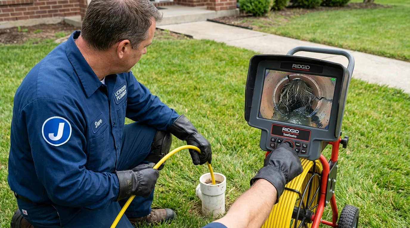 Sewer camera inspection being performed by Johns Plumbing LLC in South Bound Brook